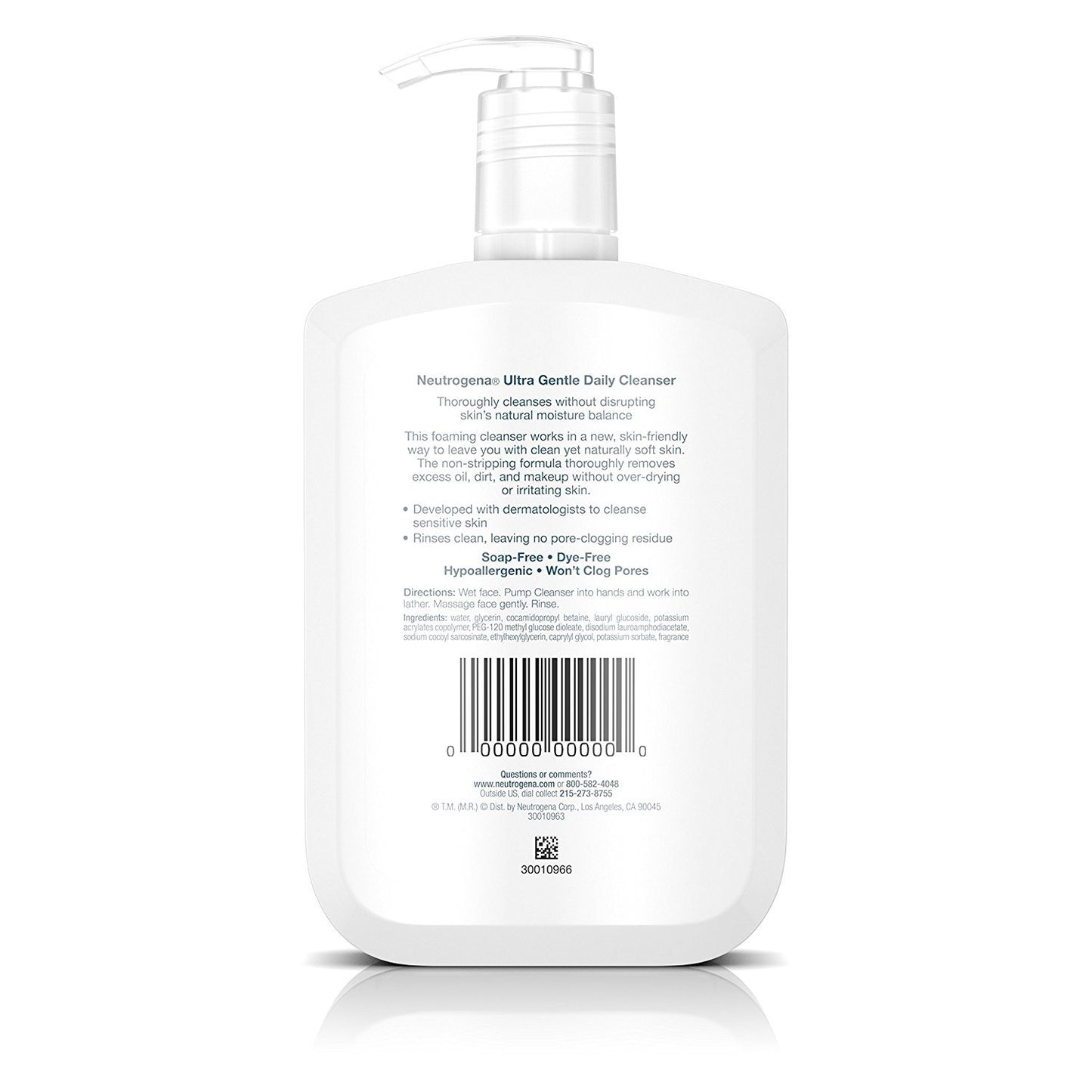 Neutrogena Ultra Gentle Daily Face Wash for Sensitive Skin, Oil-Free, Soap-Free, Hypoallergenic & Non-Comedogenic Foaming Facial Cleanser, 12 fl. oz