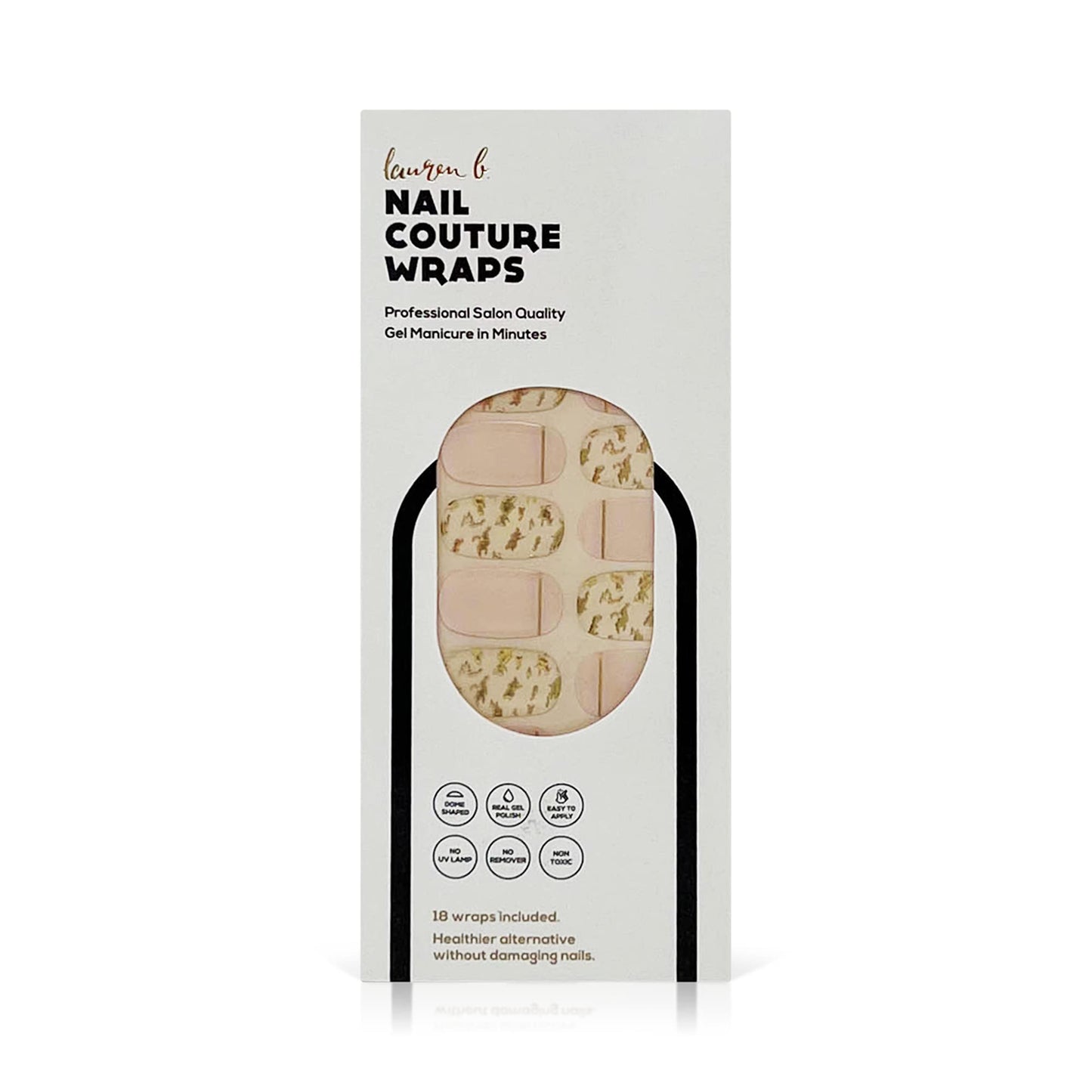 Gel Nail Polish Wraps by Lauren B. : Strips : Long Lasting : chip resitant : UV Free :Contains 18 Wraps 2 prep Pads 1 File 1 Cuticle Pusher (Gold Leaf Beauty & Personal Care Lauren B. Beauty