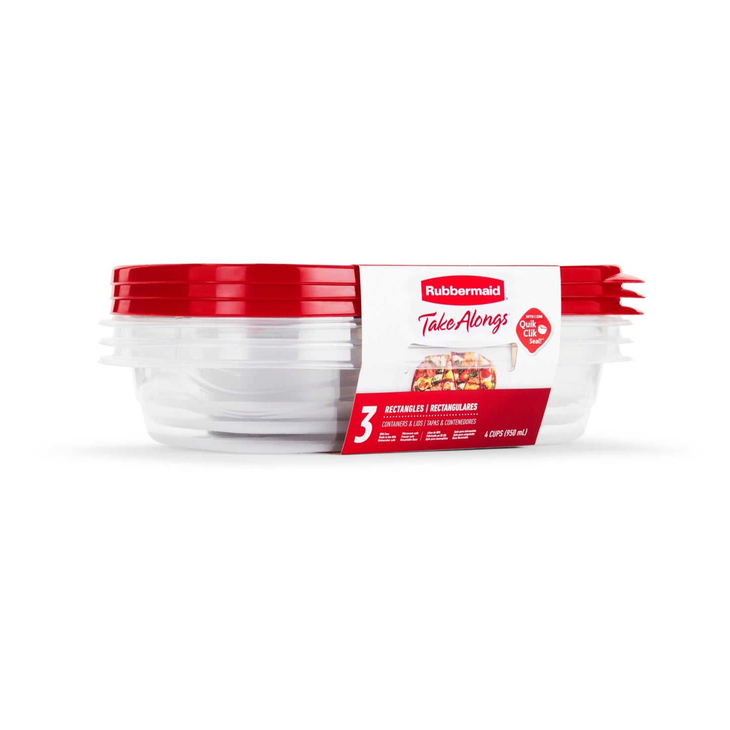 Rubbermaid 7f55retchil Takealongs Food Storage Rectangle Containers, 4 Cup Capacity