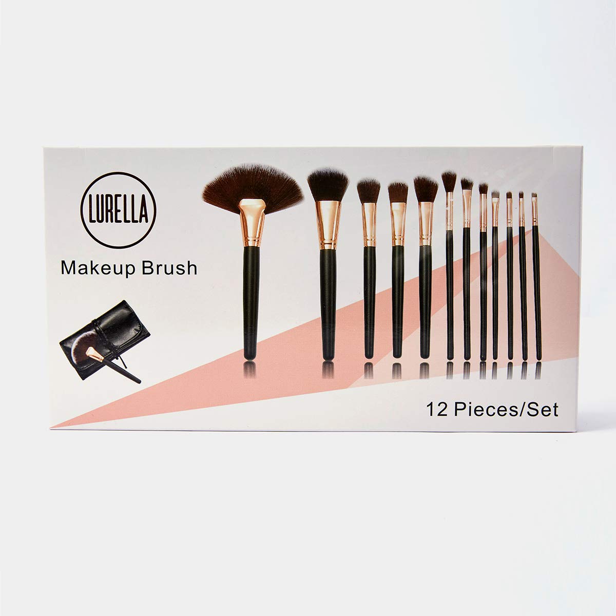 Lurella Cosmetics Stay Glam Brush Set: Essential 12 Pcs Makeup Brushes, Made With Ultra Soft Synthetic Bristles, & Includes Black Traveling Case.