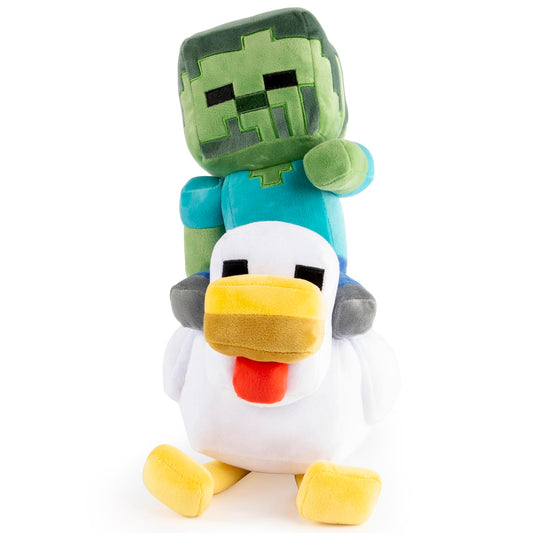 Jay Franco Minecraft Plush Pillow Buddy - Soft Plushie Stuffed Pillow, 20 Inches, Gray - Chicken Jockey