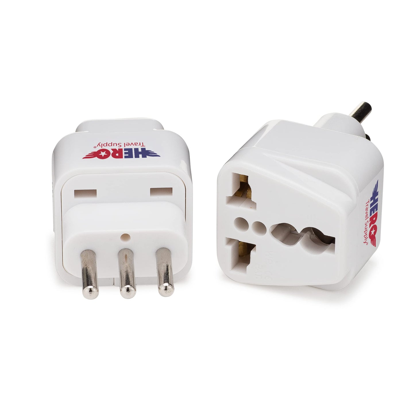 Hero Premium US to Italy Power Adapter Plug (Type L, Pack of 3, Grounded)