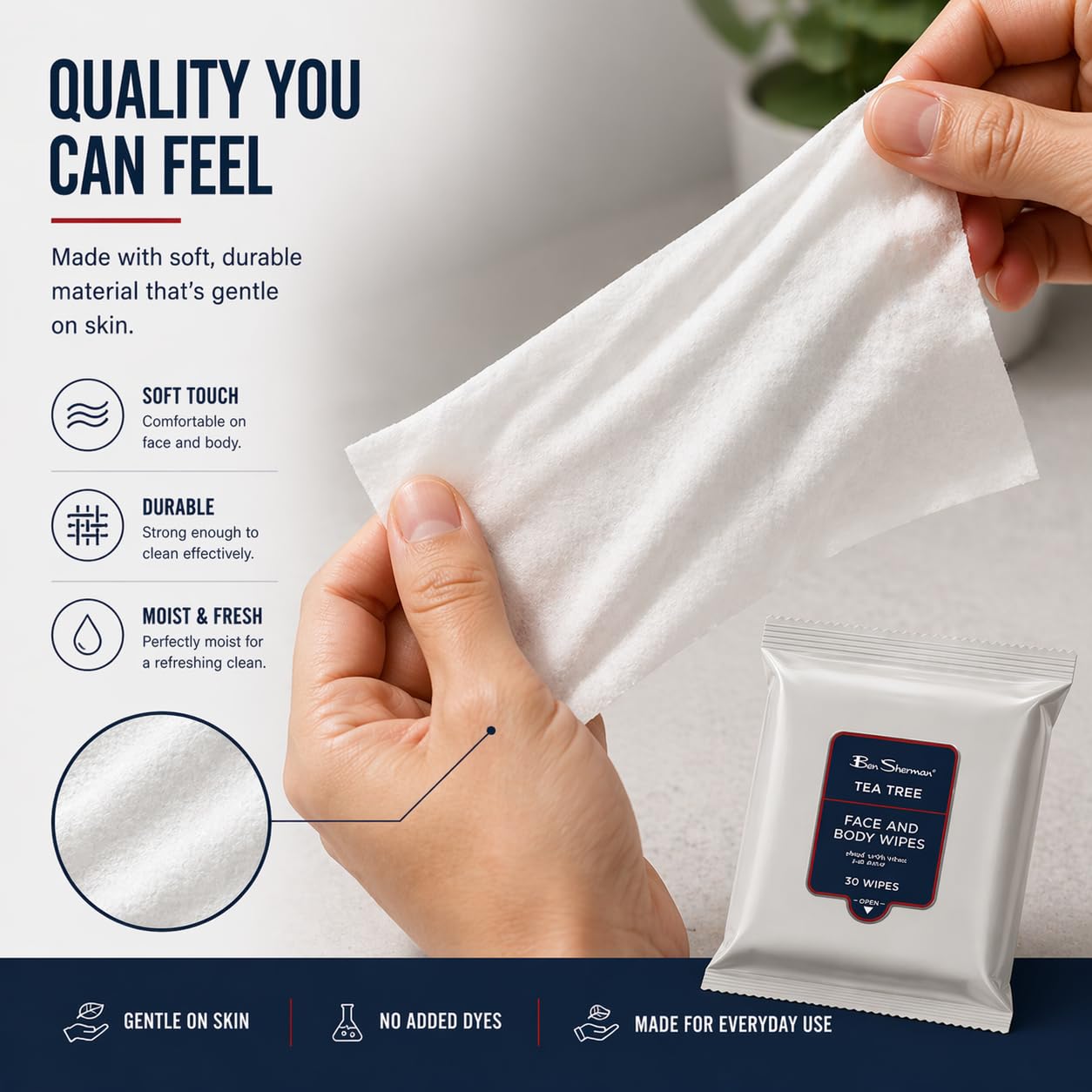 Ben Sherman Men's Face Wipes - 4 Pack (120 Total) Cleansing Wipes for Men with Cedar & Bourban, Eucalyptus, Tea Tree & Sandalwood