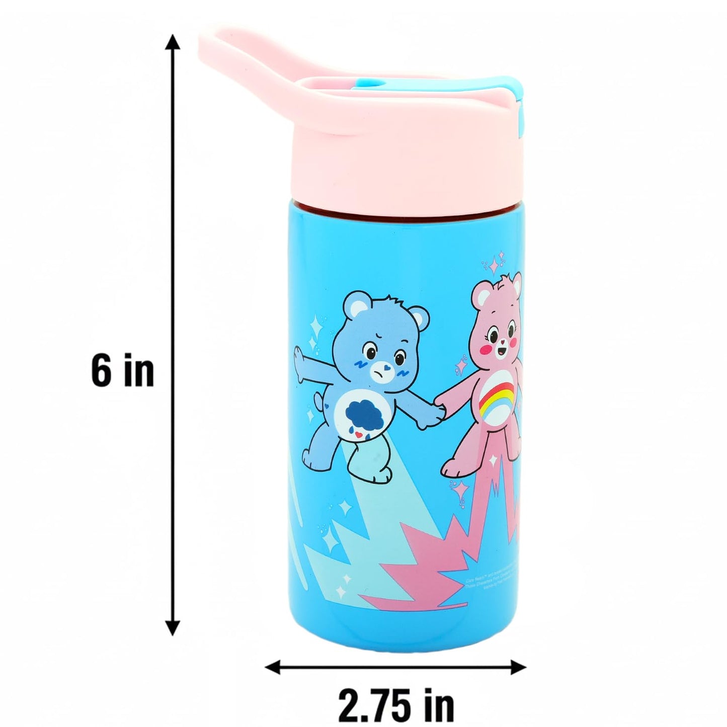 Care Bears Stainless Steel Water Bottle for Girls - Bundle with 14 Oz Drinking Cup For Home, School, and Sports, Plus Stickers, More Water Bottle…