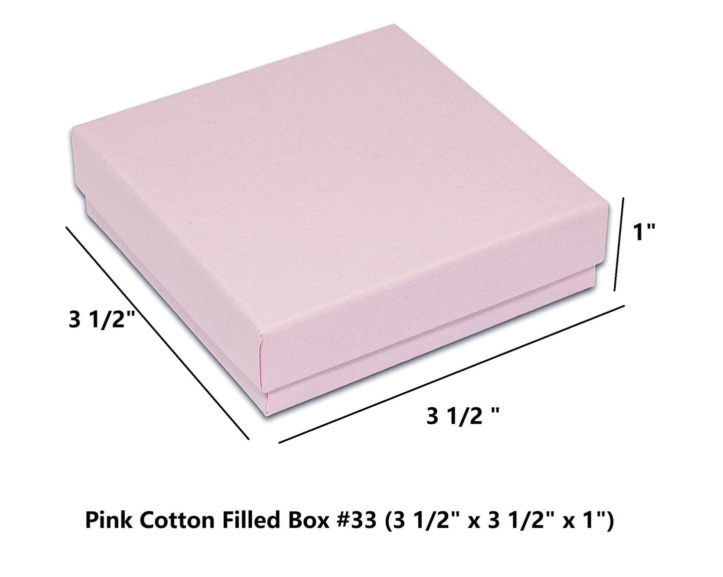 RJ Displays- 12 Pack Pink Cotton Filled Cardboard Paper Jewelry Box with snug-fitting lids. Gift Case for Bracelets, Bangle, Necklaces, Brooch…