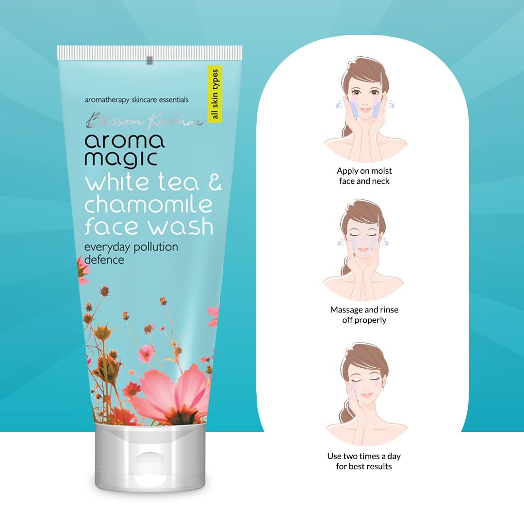 Aroma Magic White Tea & Chamomile Face Wash | Free Radical Damage Protection | Reduces Signs of Aging | Refreshing & Soothing | for All Skin Types |