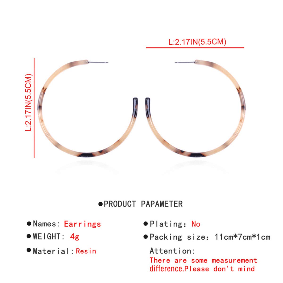 DoubleNine Hoop Round Earrings Open Circle Acrylic Geometric Dangle Bohemian for Women Girls Gift for Her (light)