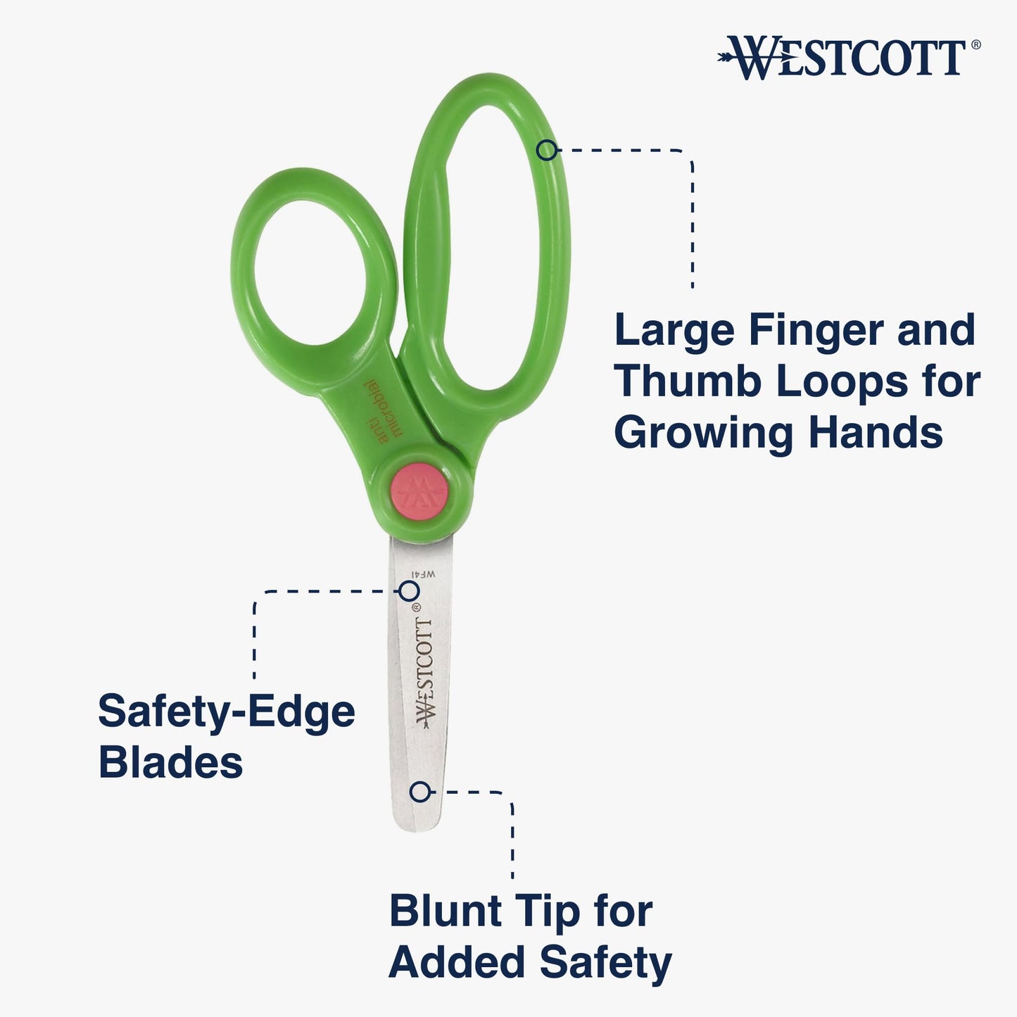Westcott School Scissor Caddy and 5-Inch Blunt Safety Scissors for Kids, Back to School, Classroom Supplies, Assorted, 24 Pack (14756)