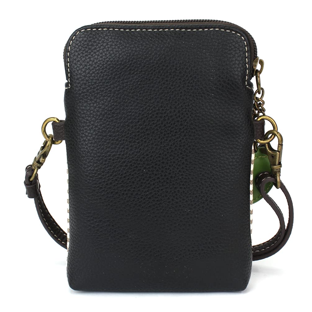 CHALA Plant Life Collection Cell Phone Crossbody Purse-Women PU Leather/Canvas Multicolor Handbag with Adjustable Strap - Red Poppy - gray stripe