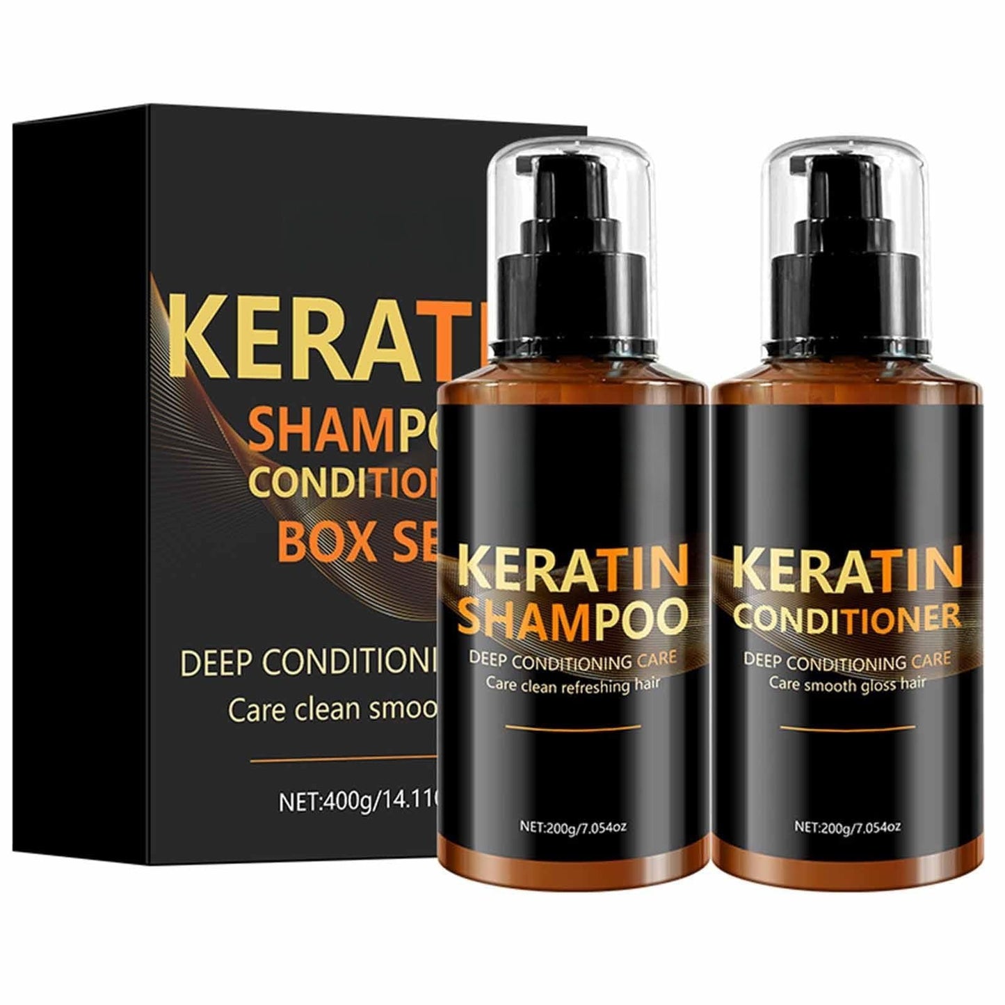 Keratin Shampoo and Conditioner Set,Deep Cleansing Repairs Keratin Hair Mask Deep Conditioner, Anti Frizz, Thinning Hair Formula,Collagen Enriched