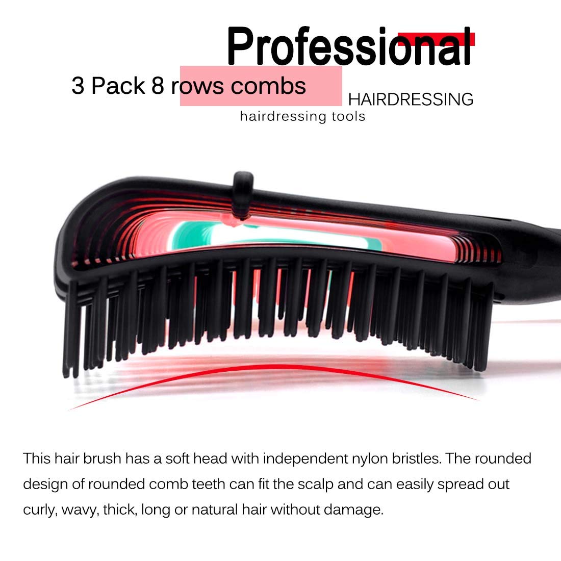 A.DASHER Detangling Brush for Afro America/African Hair Textured 3a to 4c, Knots Detangler Scalp Massage Comb for Women (Blue, 1 Count)