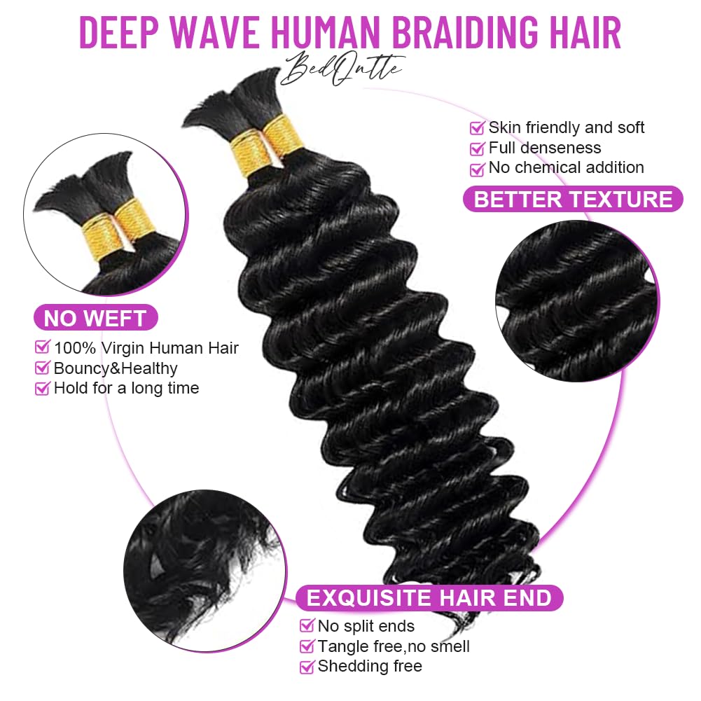 100 Percent Human Boho Braiding Hair Deep Wave Bulk Boho Hair for Braiding Curly Bundles Human Hair for Boho Braids Wet and Wavy Braiding Hair Beauty and Personal Care Acbhoa