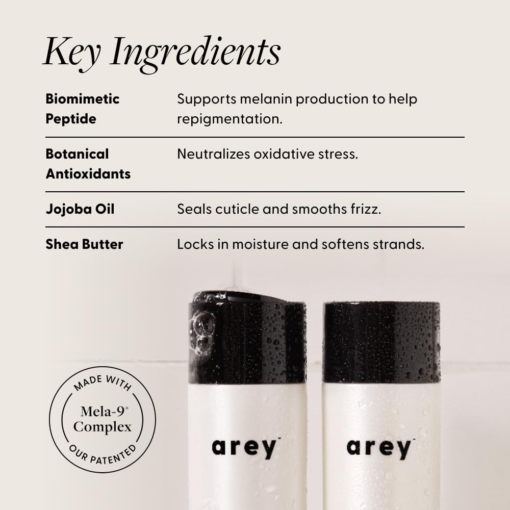 Arey Shower Duo | Daily Wash Shampoo and Smooth Conditioner Set | Delay + Reduce the Signs of Aging Grey Hair | Retain Moisture, Promote Smoothness |