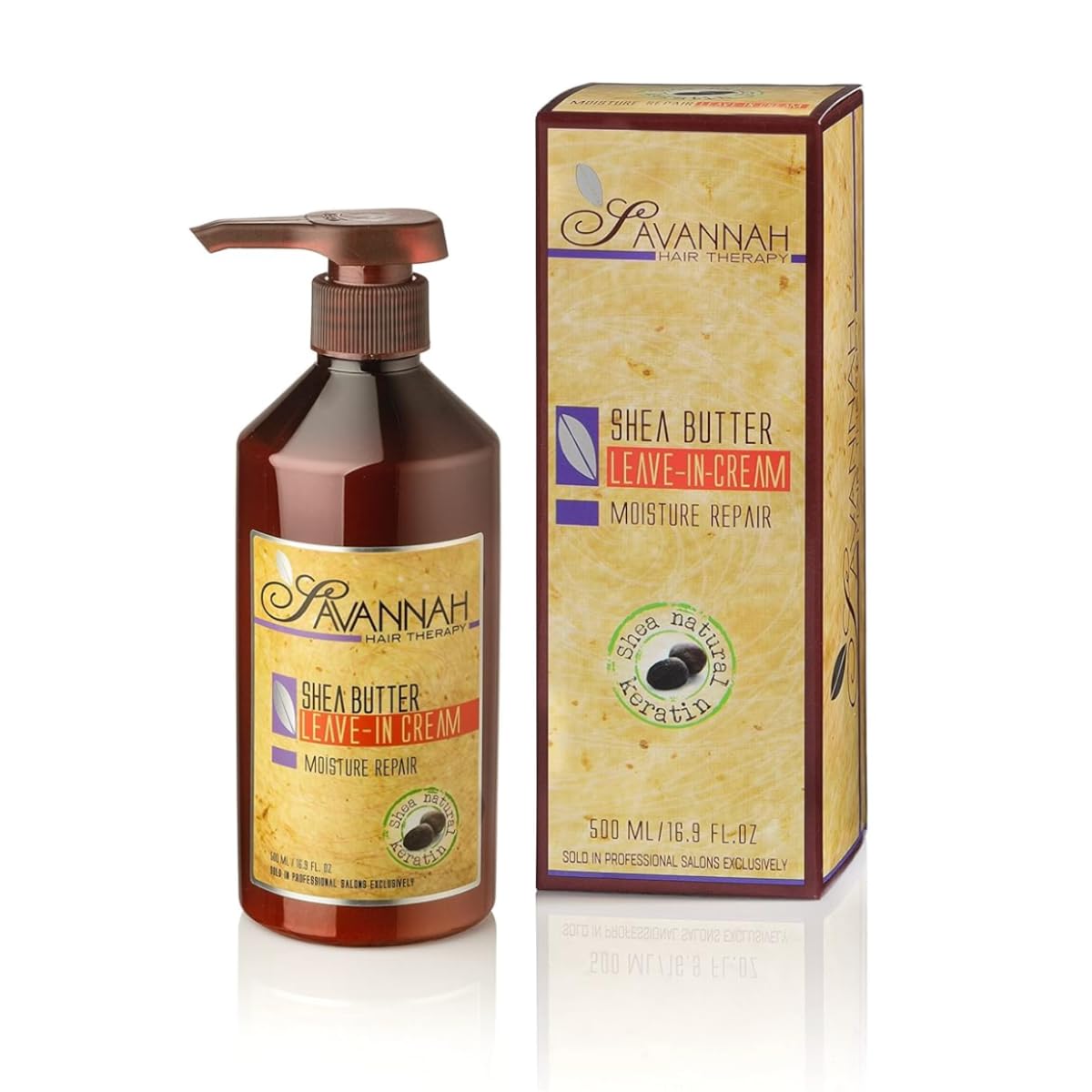 Savannah Hair Therapy Leave-In Cream with Shea Butter, Keratin & Silk Protein - Moisturizing & Anti-Frizz Treatment for Dry, Damaged or Color-Treated
