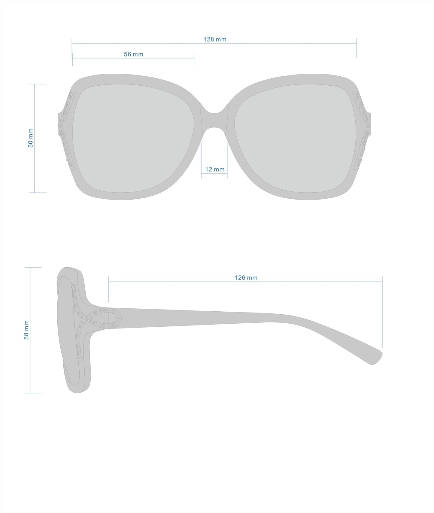 Southpole Women's Rhinestone Butterfly Sunglasses, Black, 56 mm