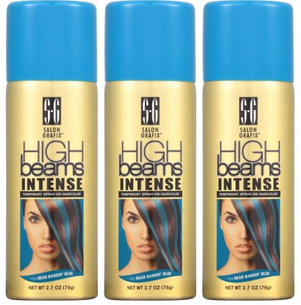 High Beams Intense Temporary Spray-On Hair Color - Headbangin Blue 2.7 oz (3 pack)