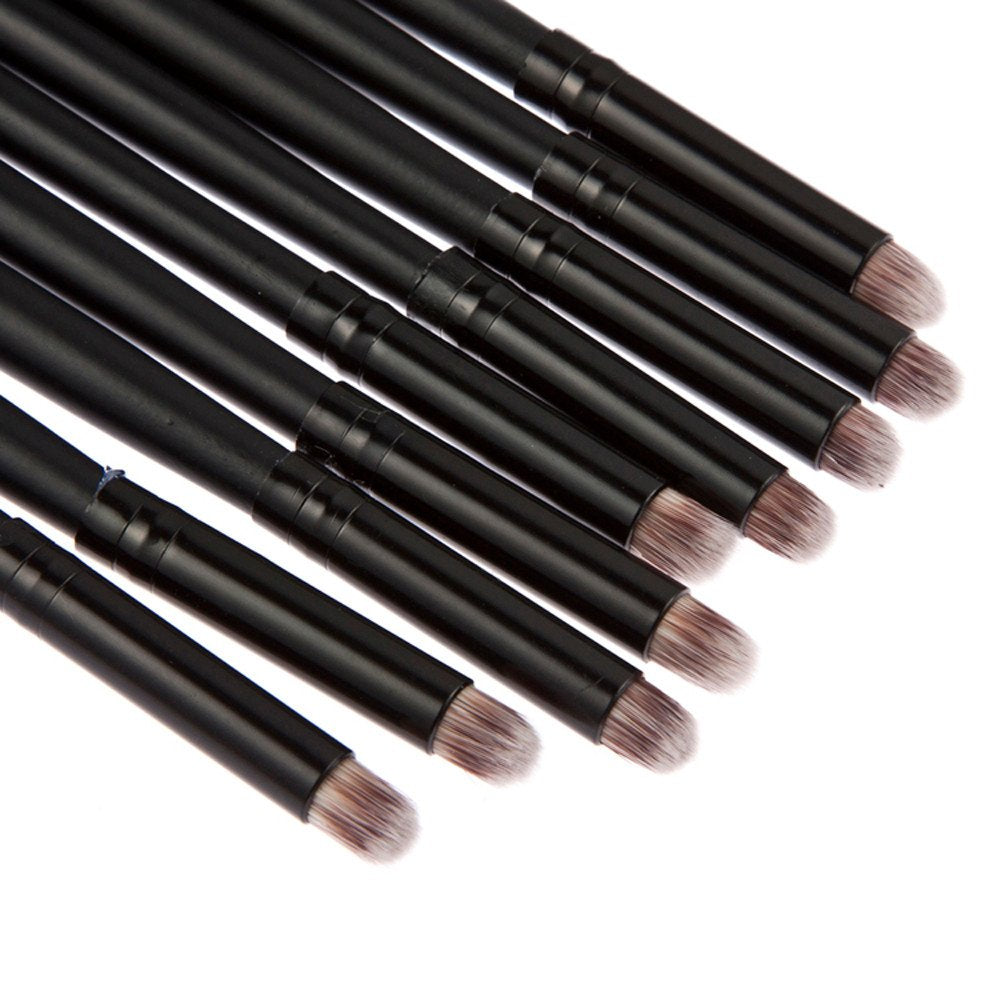 Coobbar 10Pcs Black Double-headed Sponge Eyeshadow Brush With Nose Shadow Brush