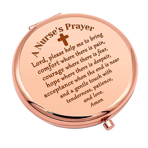 Nurse Appreciation Gifts for Women Nurse Prayer Gifts Compact Makeup Mirror for Nurse Student Nurse Gifts for Women Folding Makeup Mirror for Her