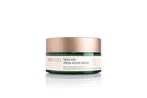 BIOSSANCE Squalane + Omega Repair Cream - Ultra-Moisturizing Face Cream - Skin Care with Hyaluronic Acid, Ceramides, Squalane - Ideal for Dry
