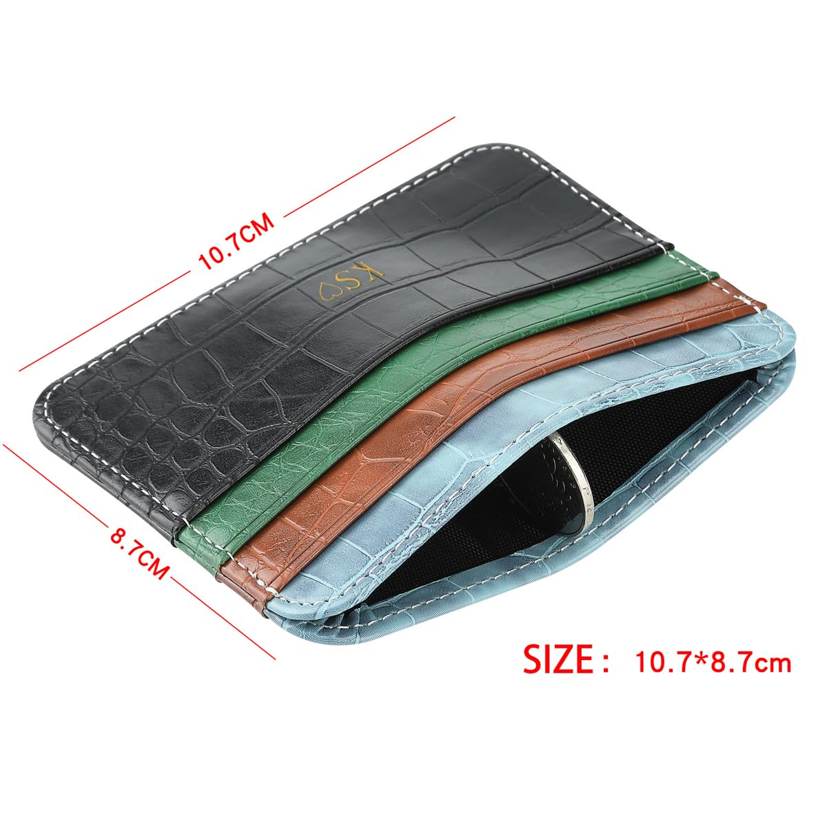 personalisa gold silver initial letters credit card holder wallet, pu leather ultra slim thin minimalist case protector, front pocket wallets for…