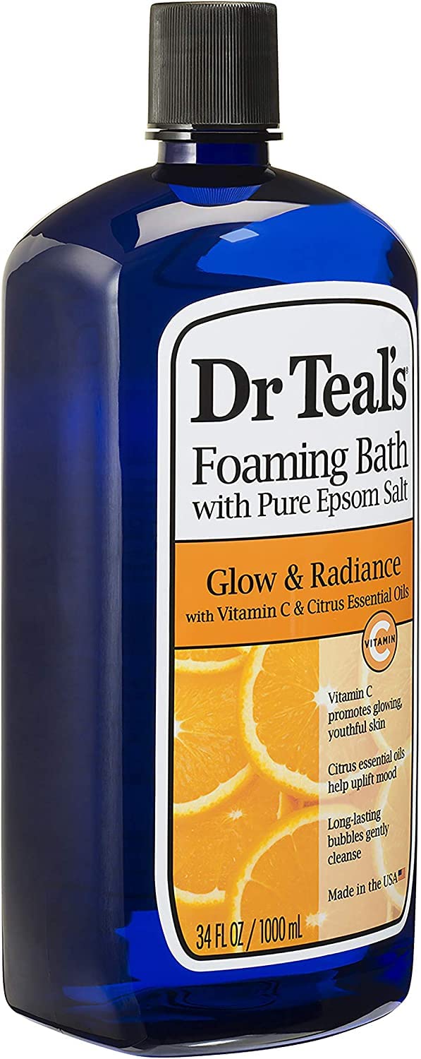 Dr. Teal's Foaming Bath Variety Gift Set (2 Pack, 34oz Ea.) - Soothe & Sleep Lavender, Glow & Radiance Vitamin C and Citrus - Essential Oils Blended Beauty and Personal Care Dr Teal's