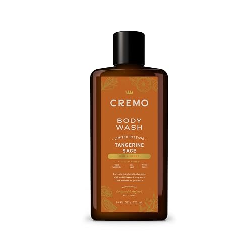 Cremo Rich-Lathering Tangerine Sage Body Wash Men, Notes of Fresh Tangerine, Sea Salt, and Wood Sage, 16 Fl Oz Beauty & Personal Care Cremo