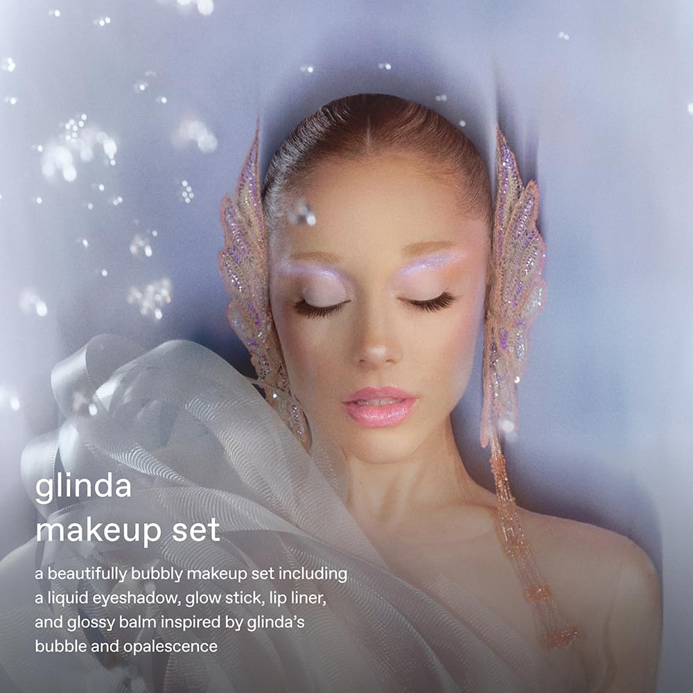 r.e.m. beauty by Ariana Grande Wicked: For Good | Glinda Makeup Set | Waterpoof Eye Shadow, All Over Glow Stick, Creamy Lip Liner, Glossy Lip Balm | 4