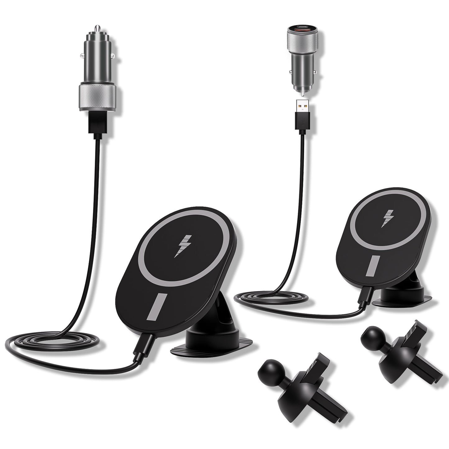 Car Phone Holder 2Pack,15W-Qi Fast Charging Cell Phone Holder for Your Car with QC3.0 Car Charger,Car Mount & Dashboard Windshield Air Vent Mount…