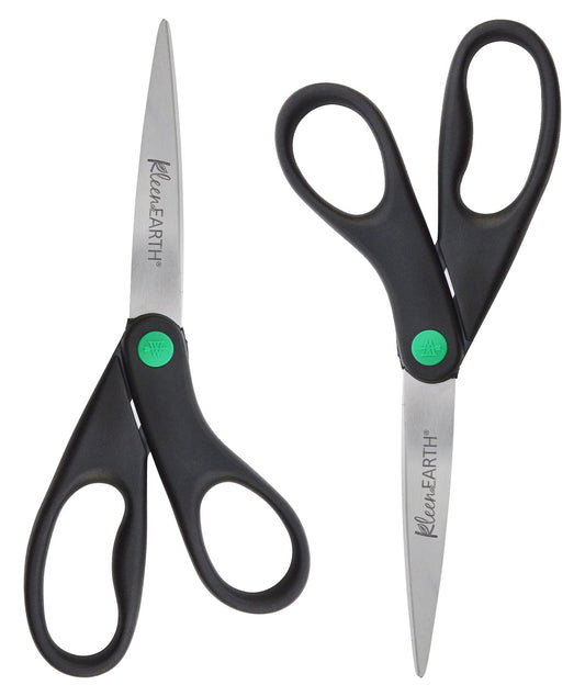 Westcott 15179 8-Inch KleenEarth Recycled Scissors For Office and Home, Black, 2 Pack