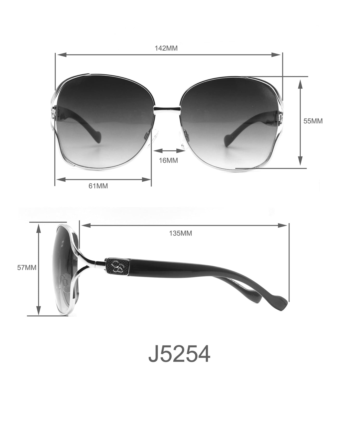 Jessica Simpson Women's J5254 Oversized Metal Square Sunglasses with UV400 Protection - Glamorous Lightweight Sunglasses for Women, 64mm