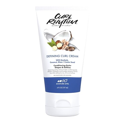 Curl Rhythm Defining Curl Cream - Hair Moisturizer for Curly Hair - Curl Styling Cream for Frizz Control, Bounce, and Shine - Sulfate Free - 6 oz