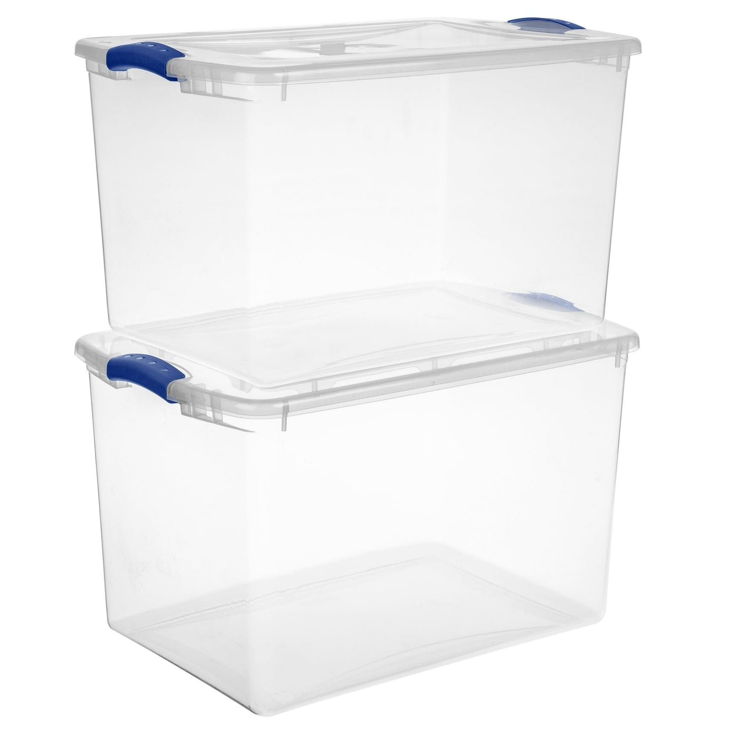 TnLoji 2-Pack 66 Quart Clear Storage Bin, Plastic Storage Box Container with Latch Lid for Organizing