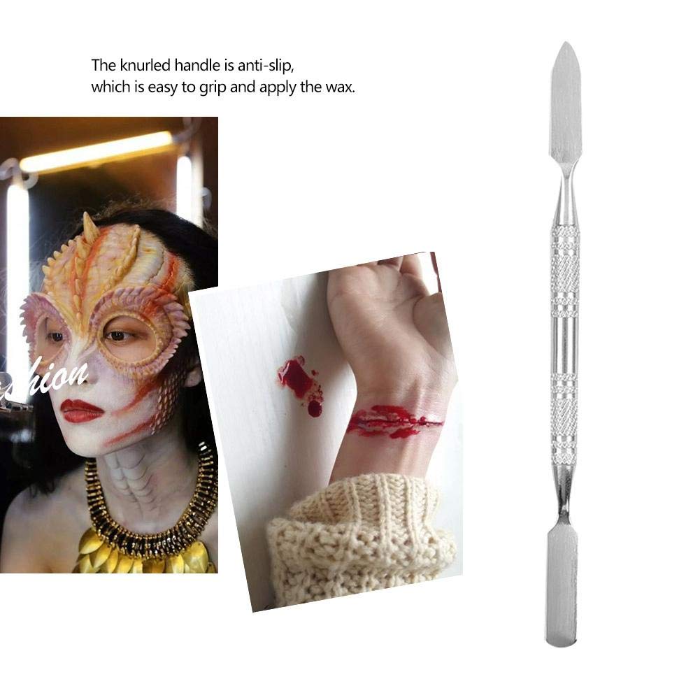Modeling Scar Wax with Stainless Steel Double Ended Spatula Applicator Special Effects FX Makeup Tool for Theatrical Makeup and Halloween Fake Wound