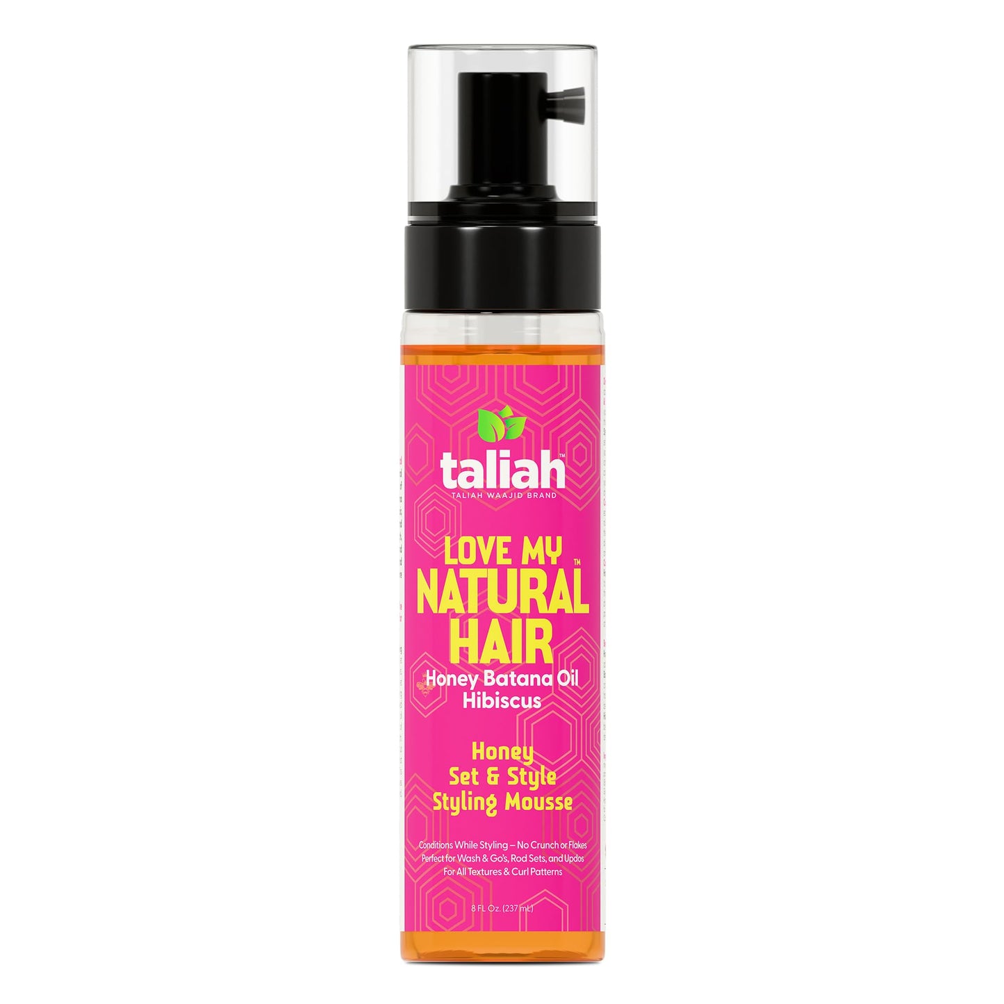 Taliah Waajid Love My Natural Hair Honey Set & Style Styling Mousse 8oz - Lightweight Foaming Mousse with Honey & Batana Oil - Curl Defining, Frizz
