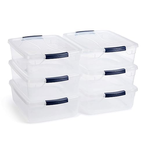 Rubbermaid Cleverstore 17 Qt Clear Storage Bins with Lids, 6-Pack, Stackable, BPA-Free, Made in USA