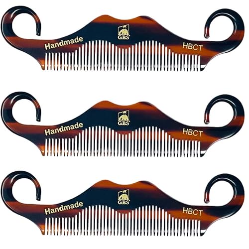 GBS 3 pk HBCT- Handle Bar Style - 5 1/4" Long - Anti Static No Cling No Snag Smooth Edges - Hand-Made of Quality Cellulose Acetate, Saw-Cut & Hand