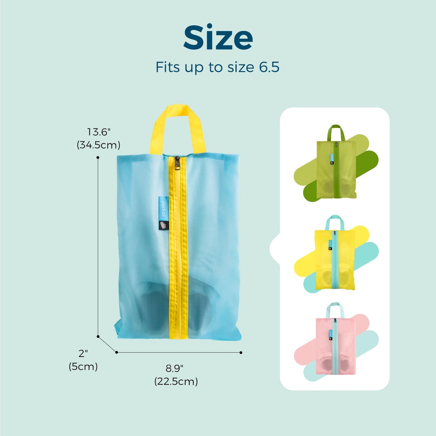 pack all Kids Shoe Bag for Travel, Water-Resistant Shoe Pouch for Gym, Odor-Resistant Soccer Cleats Bag for Sport, Cute Design for Girls, Boys, Toddlers (Blue)