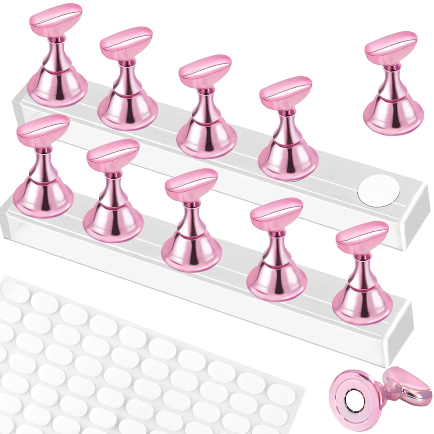 2 Set Nail Stand,Nail Holder Stand with 100 Pcs Double Sided Tape,Press on Nail Stand,Nail Practice Hand,Nail Holder for Painting Nails,for Nail Art Beauty and Personal Care TKYZMS Default Title