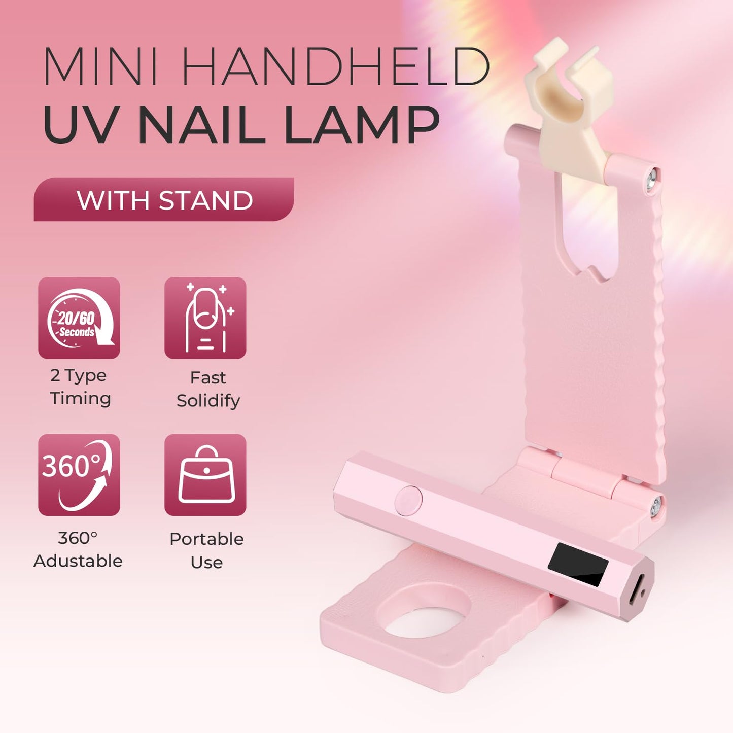 mlogiroa UV Nail Lamp with Stand Foldable Pink Flash Cure Lamp Beauty and Personal Care mlogiroa