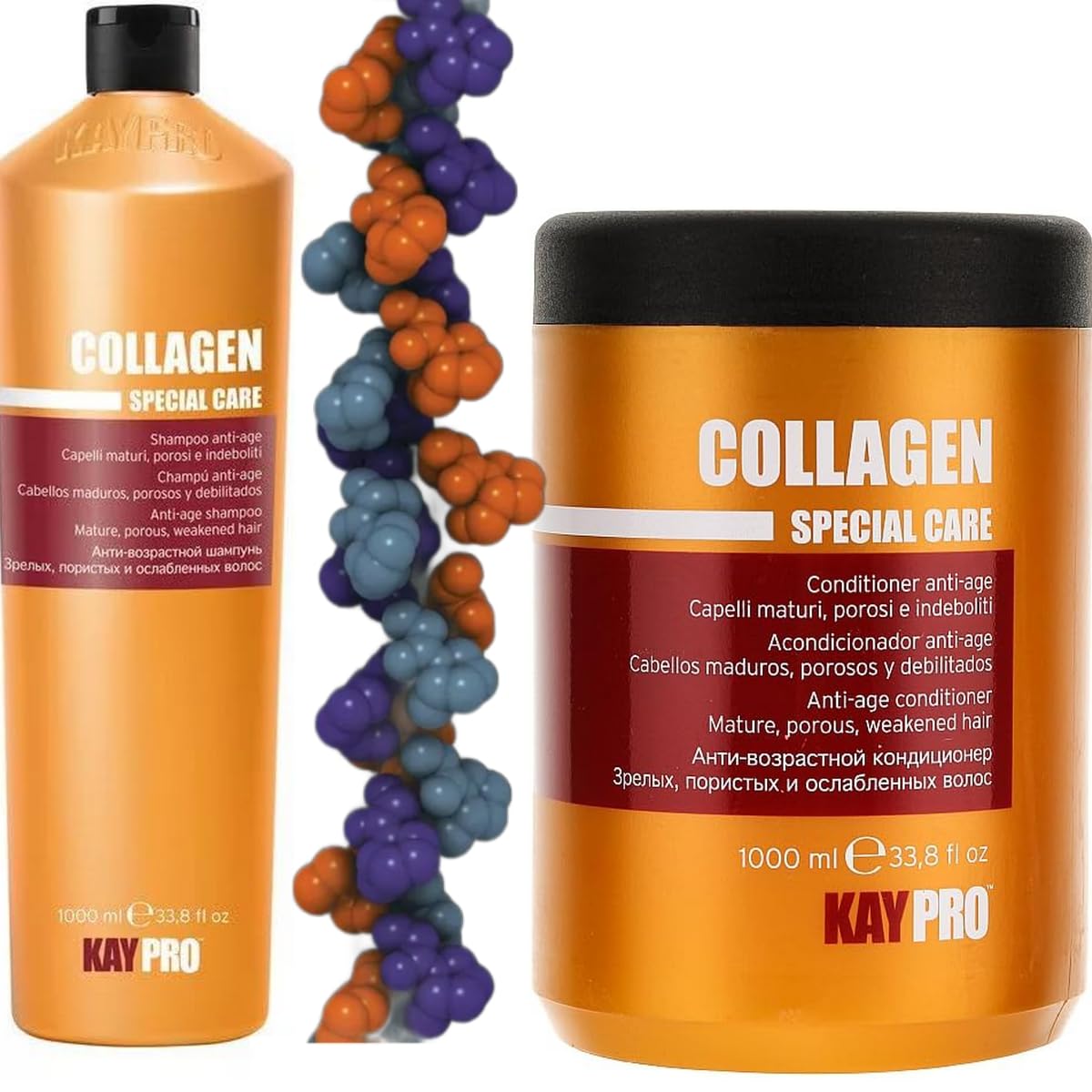 KAYPRO Collagen Special Care Shampoo & Mask 1000ml Set - Italian (Anti-Aging Hair Care Set with Collagen for Protein Balance, Hydration & Hair