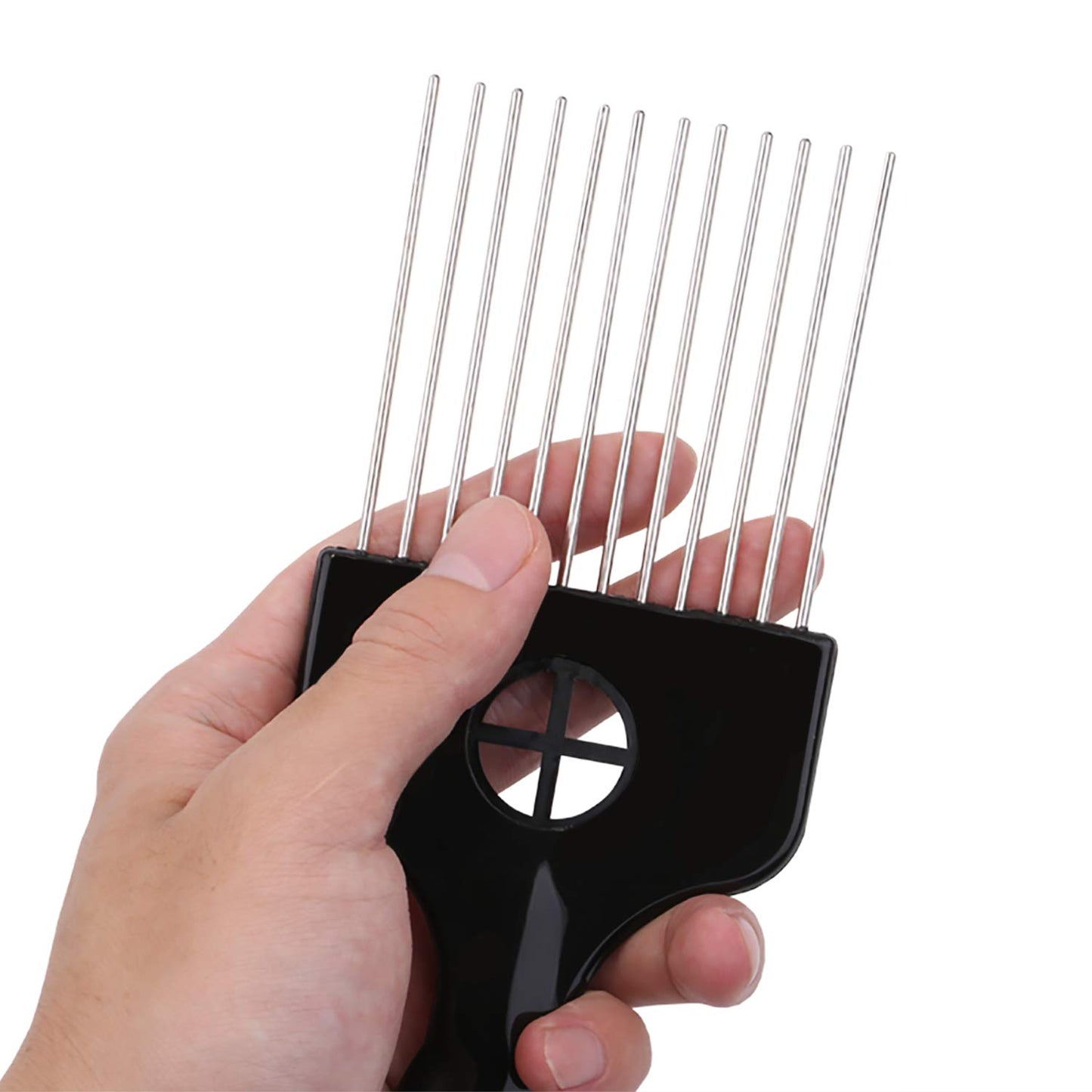 LEADUWAY Hair Pick, Hair Comb, Metal Pick Comb, Detangle Wig Braid Hair Styling Comb, Black, 1 PACK