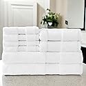 Luzia 8 Piece Bathroom Towel Set - 100% Turkish Cotton, Premium Quality - 2 Bath Towels 2 Hand Towels and 4 Washcloths (White)