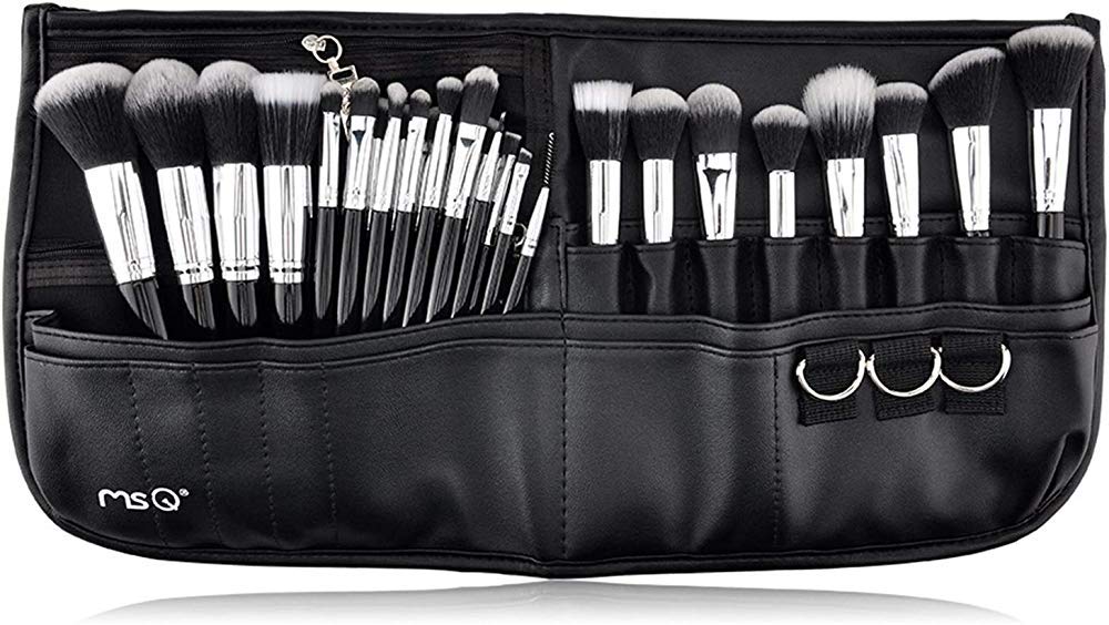 MSQ Makeup Brushes Set 29pcs Professional Cosmetics Brushes with Belt Waist Makeup Bag (Foundation, Powder, Creams, Liquids & Eye Brushes)