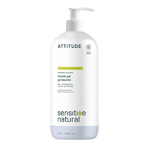 ATTITUDE Body Wash for Sensitive Skin, EWG Verified Shower Gel, Soothing Oat, Dermatologically Tested, Plant and Mineral-Based, Vegan Personal Care