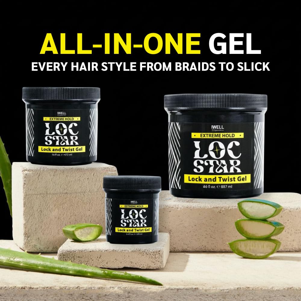 IWELL Signature Loc Star Braid & Loc Gel, 3.4 fl oz | Extreme Hold for Braids, Locs, Twists, Cornrows & Edges | Smooths & Tames Frizz | No Heavy