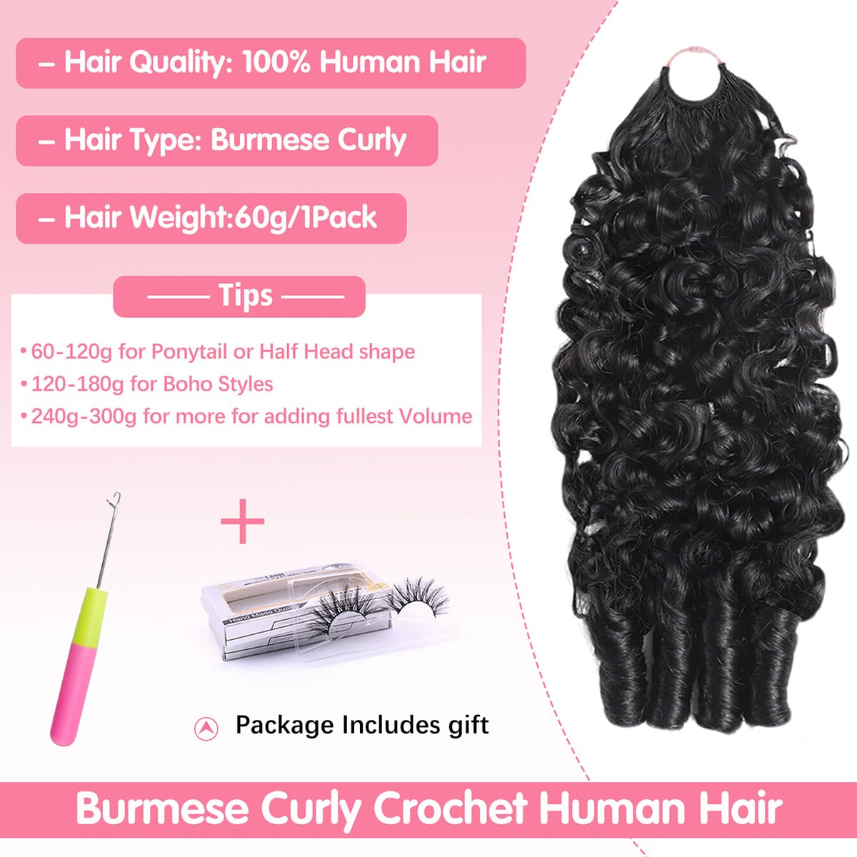 Canaryfly Burmese Curly Crochet Hair Human Hair 20 Inch 60g Pre-Separated Feather Crochet Hair Extensions, Soft & Lightweight Spiral Curly Miracle Beauty and Personal Care CanaryFly