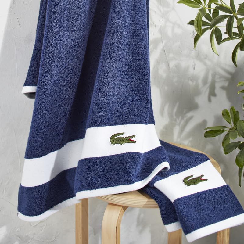 Lacoste Sport Stripe 6-Piece Luxury Cotton Towel Set - Made with 100% Soft Supima Cotton, Absorbent & Quick-Drying, Includes 2 Bath Towels, 2 Hand…