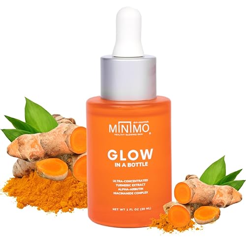 Minimo Glow in a Bottle with Ultra-Concentrated Natural Turmeric Skin Brightening Oil for Dark Spots | Turmeric Facial Repair Serum Cleanses Skin