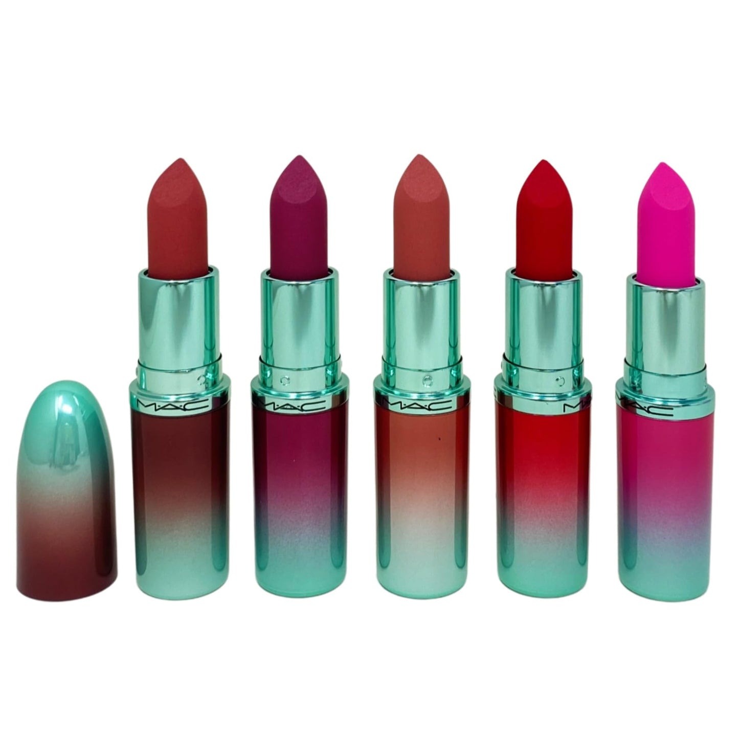 M·A·C Cosmetics Holiday Exclusive Less Is Bore 6 Piece Gift Set - 5 Full-Size M·A·Cximal Silky Matte Lipsticks + Purple Makeup Bag