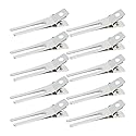 50pcs Hairdressing Double Prong Curl Clips, Wobe 1.8" Setting Section Hair Clips Metal Alligator Hairpins for Bow Great Pin Clip, Styling Salon
